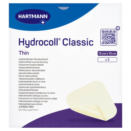 Hydrocoll Thin, opatrunek jałowy, 15 cm x 15 cm, 5 sztuk - WYRÓB MEDYCZNY