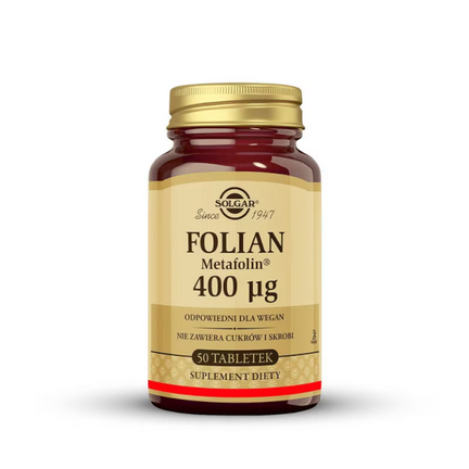 Solgar Folian Metafolin 400 µg, 50 tabletek  - zdjęcie produktu