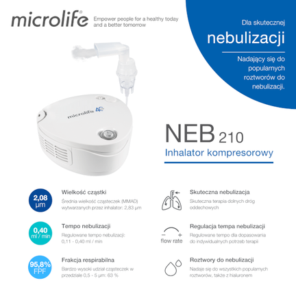 Microlife NEB 210, inhalator kompresorowy, 1 sztuka - INHALATOR