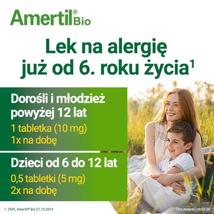 Amertil Bio 10 mg, 10 tabletek powlekanych - Dorosły, Dziecko, Młodzież