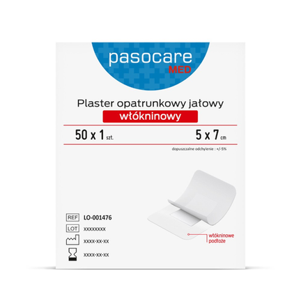 Pasocare Med, plaster opatrunkowy jałowy, 5 cm x 7 cm, 50 sztuk - zdjęcie produktu