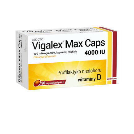 Vigalex Max Caps, 100 mikrogramów (4000 IU), 90 kapsułek miękkich - zdjęcie produktu
