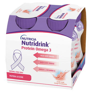 Nutridrink Protein Omega 3, smak mango-brzoskwinia, 4 x 125 ml