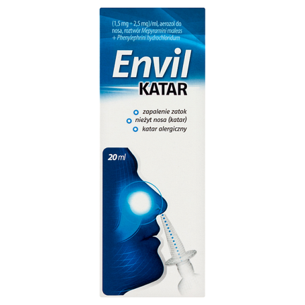 Envil katar (1,5 mg + 2,5 mg)/ml, aerozol do nosa, 20 ml - zdjęcie produktu