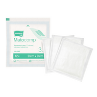Matocomp, kompres jałowy, 12 warstwowy, 9cm x 9cm, 3 sztuki
