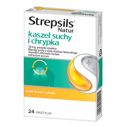 Strepsils Natur kaszel suchy i chrypka, 10 mg, 24 pastylki miękkie - zdjęcie produktu