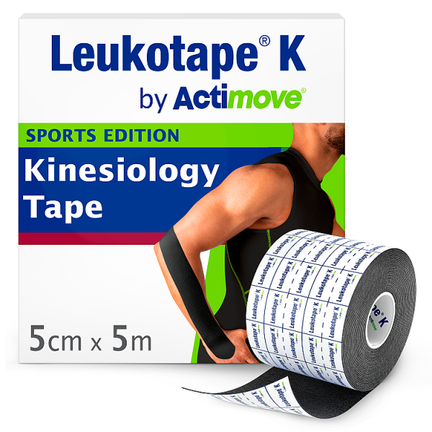 Leukotape K by Actimove, taśma kinezjologiczna, czarna, 1 sztuka  - Stabilizujące