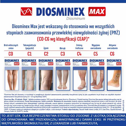 Diosminex Max 1000 mg, 30 tabletek powlekanych - TABLETKI