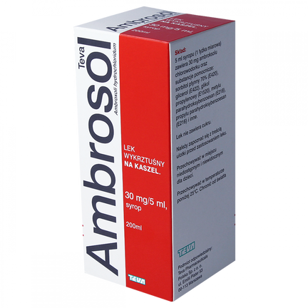 Ambrosol Teva 30 mg/5 ml, syrop, 200 ml - PRODUKT LECZNICZY NIEREFUNDOWANY OTC