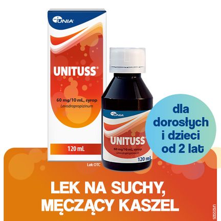 Unituss 60 mg/10 ml, syrop, 120 ml - PRODUKT LECZNICZY NIEREFUNDOWANY OTC