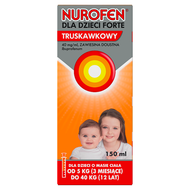 Nurofen dla dzieci Forte 200 mg/5 ml, smak truskawkowy, zawiesina doustna, 150 ml