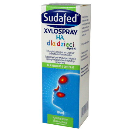 Sudafed XyloSpray HA dla dzieci, 0,5 mg/ml, aerozol do nosa, roztwór, 10 ml (import równoległy) - zdjęcie produktu