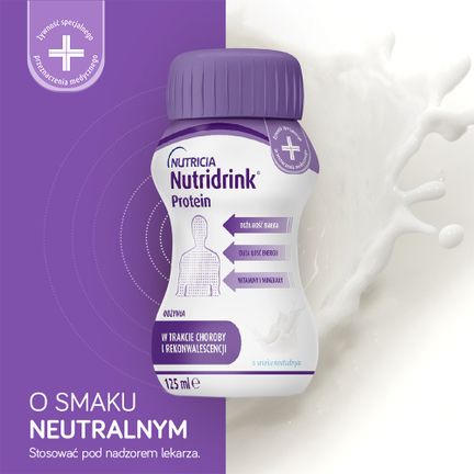 Nutridrink Protein, smak neutralny, 4 x 125 ml - ŻYWNOŚĆ SPECJALNEGO PRZEZNACZENIA MEDYCZNEGO