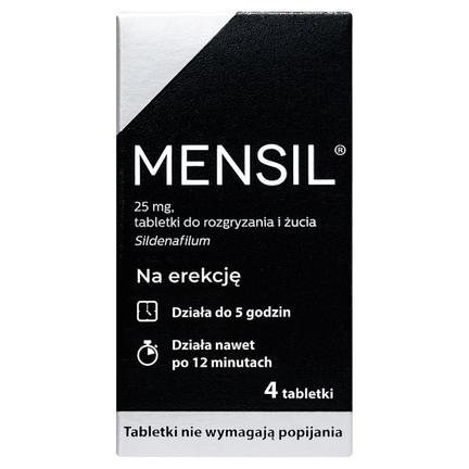 Mensil 25 mg, 4 tabletki do rozgryzania i żucia - zdjęcie produktu