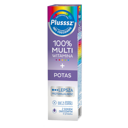Plusssz 100% Multiwitamina + Potas, 20 tabletek musujących - zdjęcie produktu