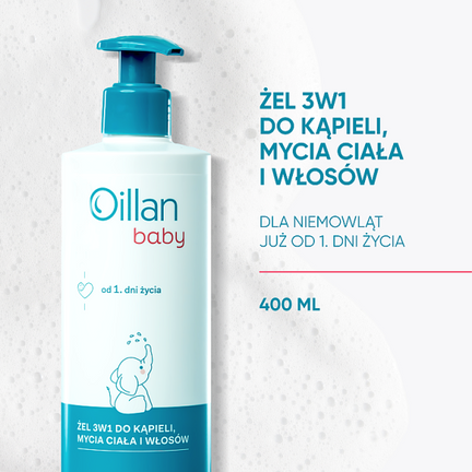 Oillan Baby Żel 3w1 do kąpieli, mycia ciała i włosów, 400 ml - KOSMETYK