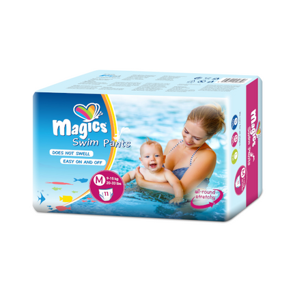Magic Swimpants, pieluchomajtki kąpielowe, M (9-15 kg), 11 sztuk - zdjęcie produktu