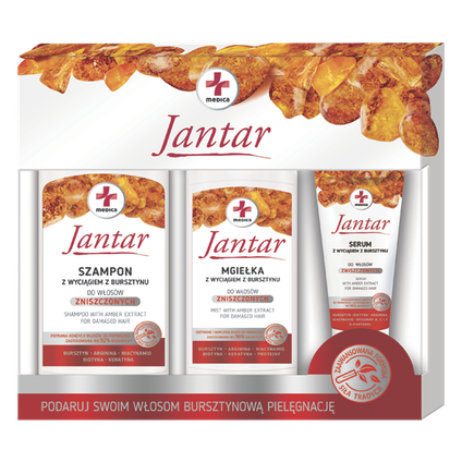 IDEEPHARM Zestaw: Jantar Medica szampon 330 ml + mgiełka 200 ml + serum 30 ml — Składniki i ocena