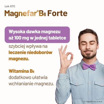 Magnefar B6 Forte, 100 mg + 10,10 mg, 90 tabletek powlekanych - Dorosły, Dziecko, Młodzież
