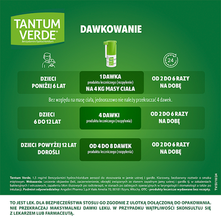 Tantum Verde 1,5 mg/ml, aerozol do stosowania w jamie ustnej i gardle, 30 ml - Dorosły, Młodzież, Senior