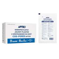 Apteo, Samoprzylepny jałowy plaster z opatrunkiem na rany cos-pores, 10 x 6 cm, 25 sasz.