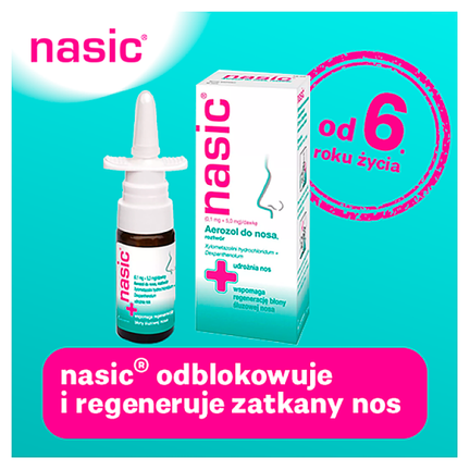 Nasic (0,1 mg + 5,0 mg)/dawkę, aerozol do nosa, roztwór, 10 ml - AEROZOL