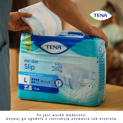 TENA Slip Proskin Plus, pieluchomajtki, rozmiar M, 10 sztuk  - WYRÓB MEDYCZNY