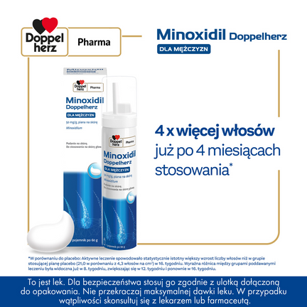 Minoxidil Doppelherz dla mężczyzn 50 mg/g, piana na skórę, 60 ml - DOPPELHERZ PHARMA GM