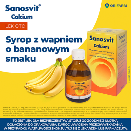 Sanosvit Calcium 114 mg jonów wapnia/ 5 ml, syrop, 150 ml - SYROP