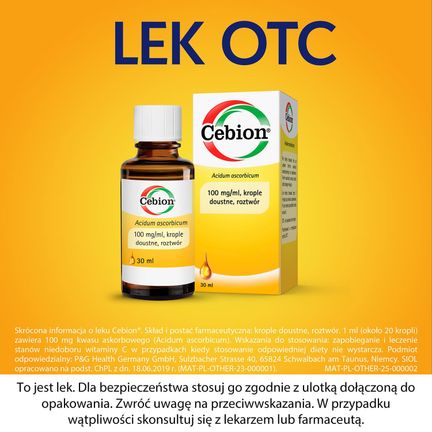 Cebion Witamina C 100 mg/ml, krople doustne, 30 ml - Układ odpornościowy