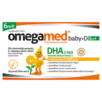 Omegamed baby+D, 6m+, 30 kapsułek twist-off - zdjęcie produktu