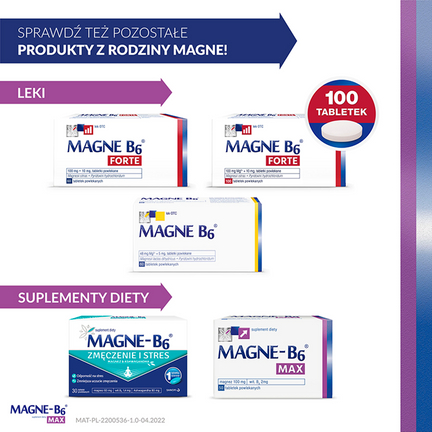 Magne-B6 Max, 50 tabletek powlekanych - Dorosły