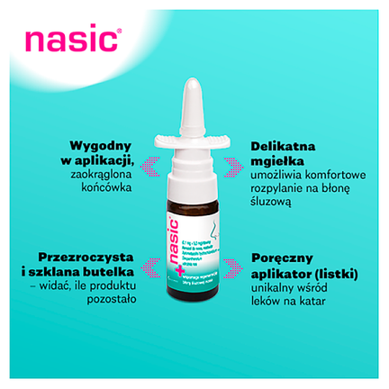 Nasic (0,1 mg + 5,0 mg)/dawkę, aerozol do nosa, roztwór, 10 ml - Wspierające