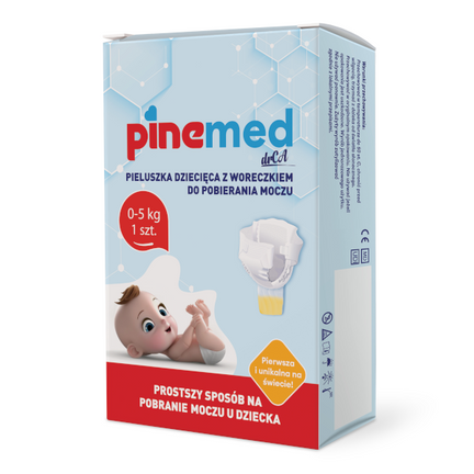 Pinemed, pieluszka dziecięca z workiem do pobierania moczu, 0-5 kg, 1 sztuka - zdjęcie produktu
