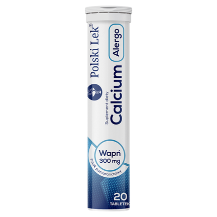 Calcium 300 mg Alergo, smak pomarańczowy, 20 tabletek musujących - zdjęcie produktu