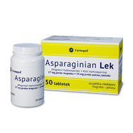 Asparaginian Lek 17 mg jonów magnezu + 54 mg jonów potasu, 50 tabletek