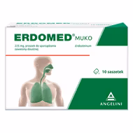 Erdomed Muko 225 mg, na kaszel mokry i zatkane zatoki, 10 saszetek