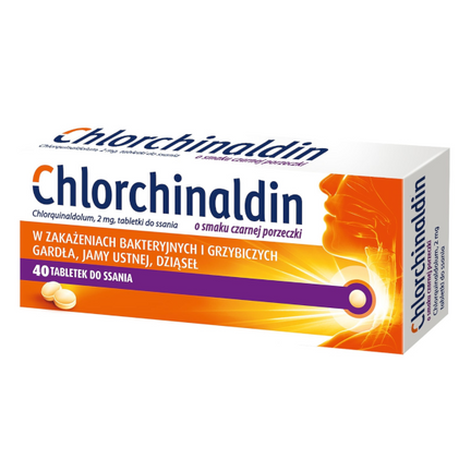 Chlorchinaldin o smaku czarnej porzeczki 2 mg, 40 tabletek do ssania - zdjęcie produktu