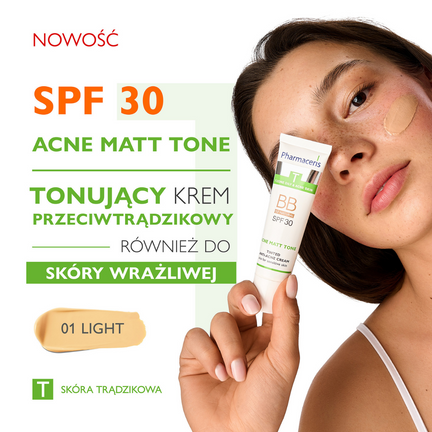 Pharmaceris T, krem tonujący przeciwtrądzikowy, SPF 30, light, 30 ml  - 5900717140189