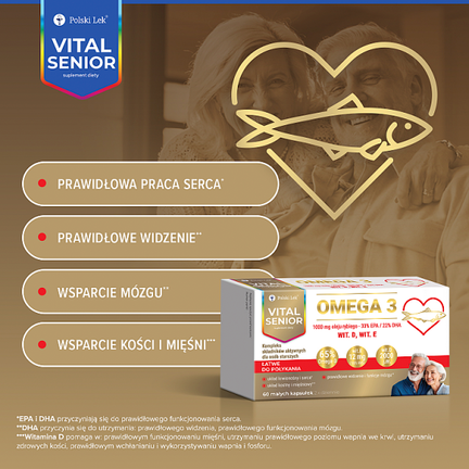 Vital Senior Omega 3, 60 kapsułek miękkich - Dorosły, Senior