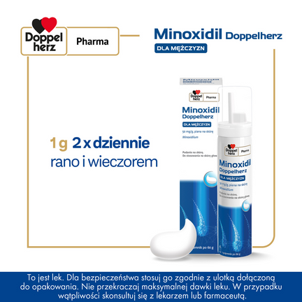 Minoxidil Doppelherz dla mężczyzn 50 mg/g, piana na skórę, 60 ml - PIANKA
