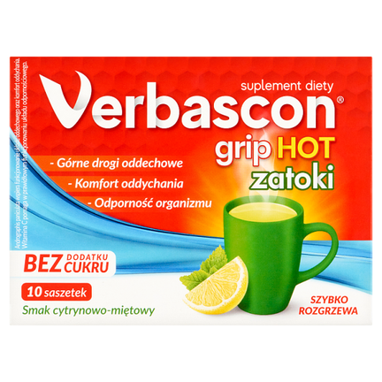 Verbascon, Grip Hot zatoki, 10 saszetek - SUPLEMENT DIETY