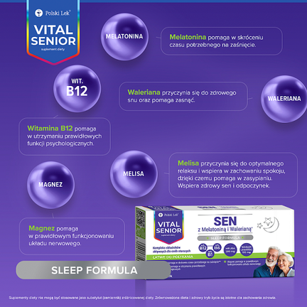 Vital Senior Sen, 30 tabletek - Uzupełniające dietę, Wspierające