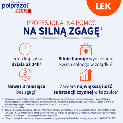 Polprazol Max, 20 mg, 14 kapsułek dojelitowe, twarde - POLPHARMA