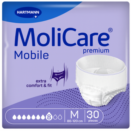 Majtki chłonne MoliCare Premium Mobile, 8/10 kropli, rozmiar M, 30 sztuk - zdjęcie produktu
