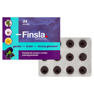 Finsla, 24 pastylki do ssania o smaku czarnej porzeczki