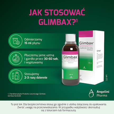 Glimbax, roztwór do płukania jamy ustnej i gardła, 200 ml - Przeciwbólowe, Przeciwzapalne