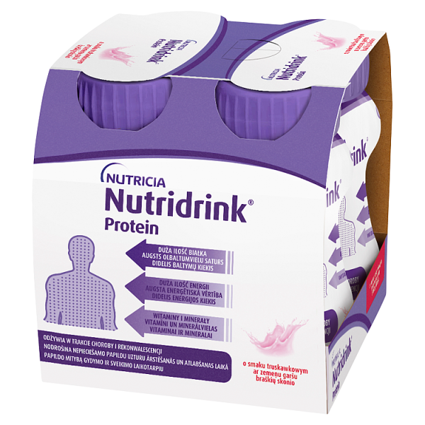 Nutridrink Protein, smak truskawkowy, 4 x 125 ml