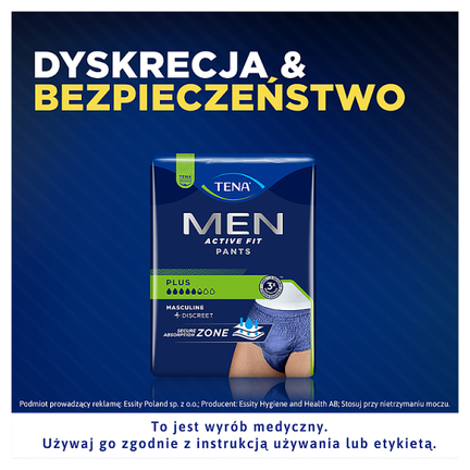 Majtki chłonne Tena Men Pants Plus, rozmiar L, 8 sztuk - 7322540920932