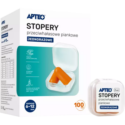 Stopery przeciwhałasowe piankowe jednorazowe, 1 para - zdjęcie produktu